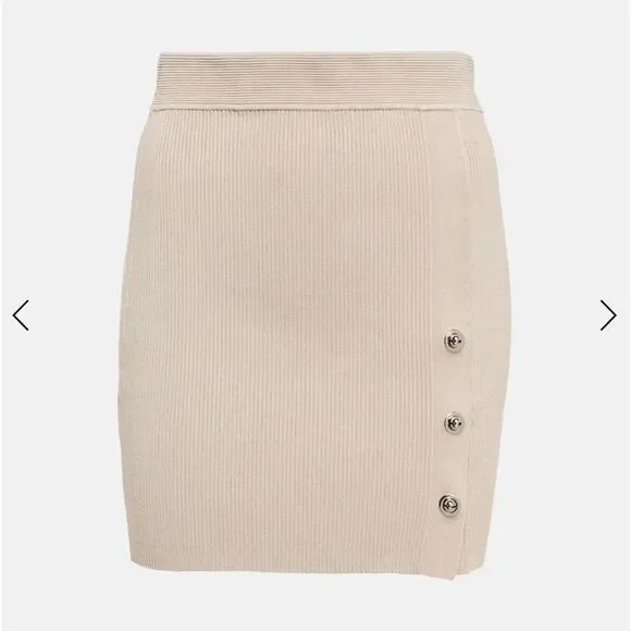 NWT Jonathan SIMKHAI Dorothy ribbed-knit miniskirt Almond Large